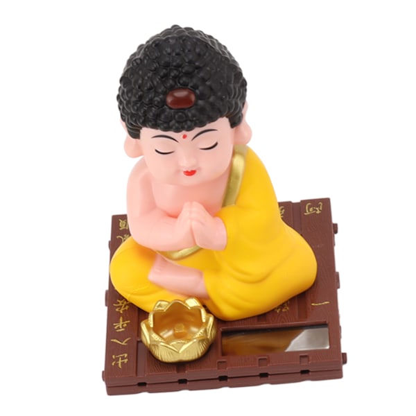 Buddhastatyett Solenergi nickande Ljusa färger Hållbar plast naturtrogen Buddhastaty för hemmets bilkontor