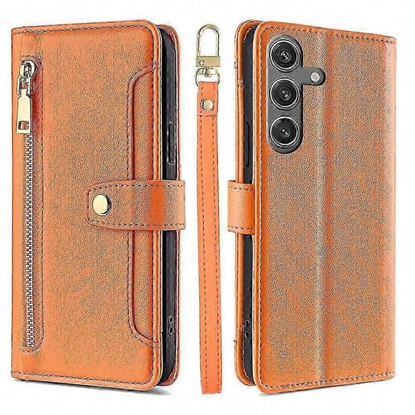 Galaxy S25 5G Plånboksfodral med dragkedja Orange