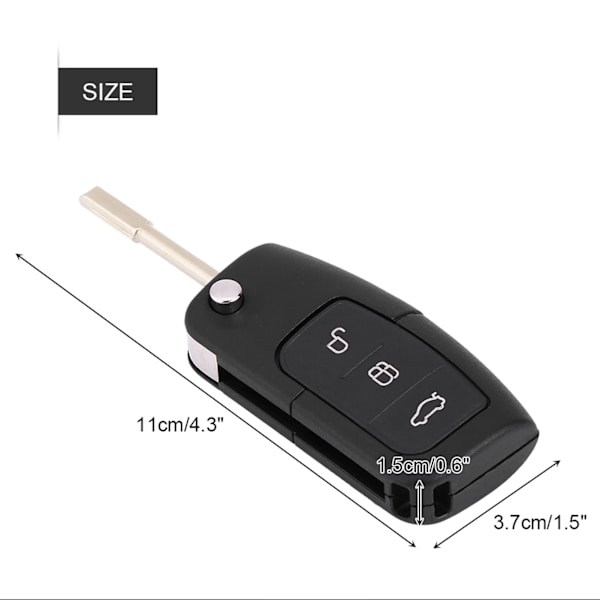 3-knapps fjärrnyckelring 433MHz med Chip 4D60 för Ford Focus