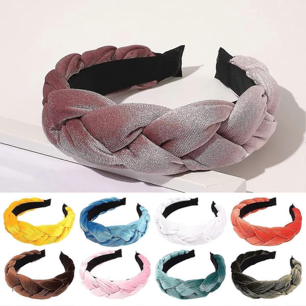 Flätad Twist Elastisk Halkfri Elegant Dampannband Enfärgad Bred Förhöjd Sammets Hårbåge Håraccessoarer Red