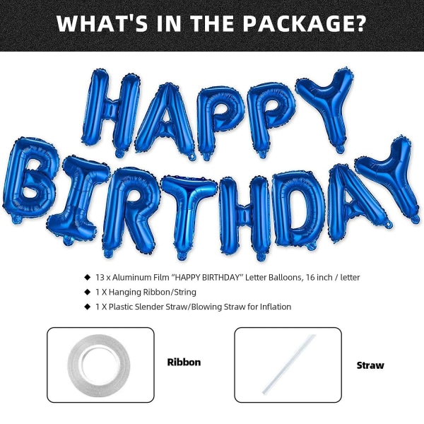 Hyvää syntymäpäivää ilmapallobanneri kirjekuoret, 16 tuuman 3d alumiinifolio puhallettava set