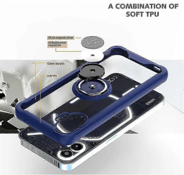 Armor Matte-skal för Nothing Phone 1 - Hårt PC-skyddsfodral med ringhållarstativ Light Blue For Nothing Phone 1