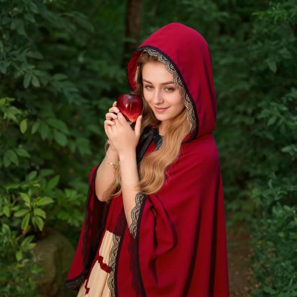 Rødhættes fløjlskappe til Halloween og cosplay Rød + sort kant Red+black edge 80CM