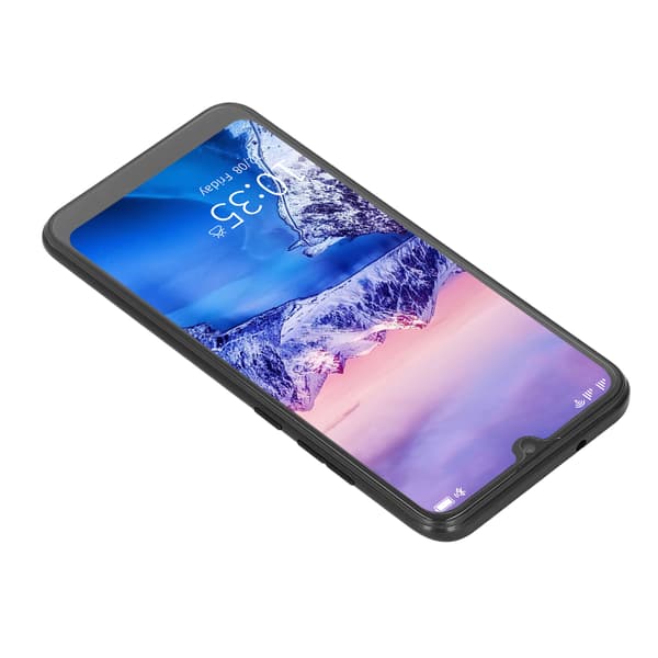 Android 10 smartphone, 6,26 tommer, ansigtsgenkendelse, 4 GB RAM, 64 GB ROM, sort