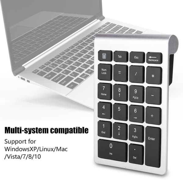 Langaton mininumeronäppäimistö - RF304, 22 näppäintä, USB 2.4G, Hopea-musta
