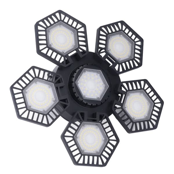 Garage LED loft arbejdslys 5 foldbart panel 120W AC 85‑277V til værkstedslager