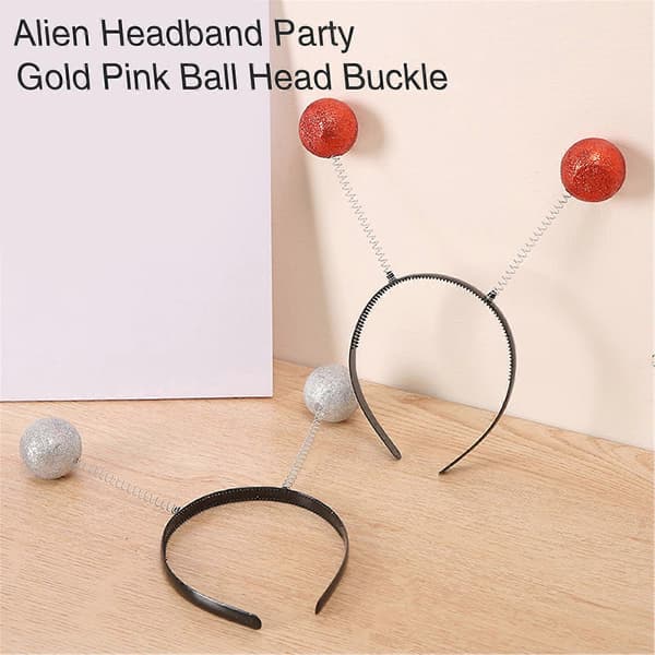 Bedårende Antennehodeplagg Ball Bursdag Hårringer Morsomt Hodeplagg Tegneserie Alien Antennehår Hodeplagg Sølv Black