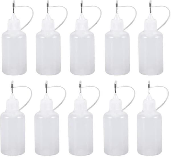 10 st plastflaskor med munstycken, precisionsapplikator, pressflaskor för limfärg, 20 ml
