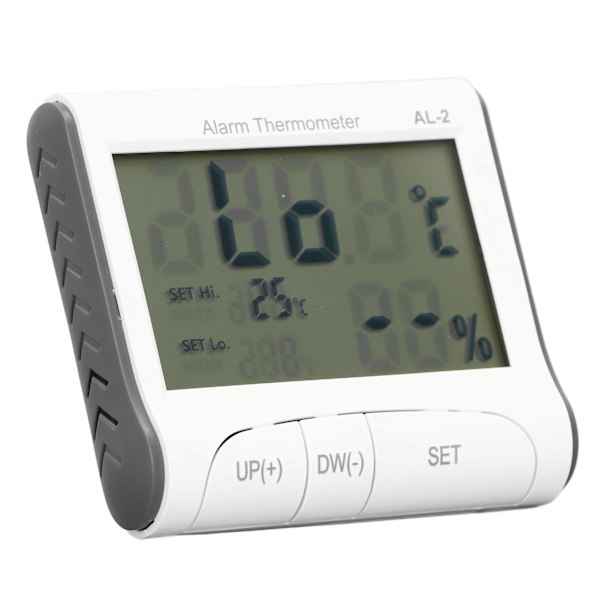 Digital termometer Hygrometer ℃/℉ Hög låg temperatur automatiskt larm Digital lagringsfunktionsmätare med LCD-skärm