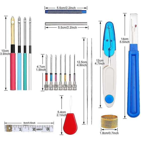 71 st Punch Needle Set, Broderishitching Pen Kit Punch Needle Craft Tool Set För broderitillbehör Tandstickning Korsstygn Nybörjare
