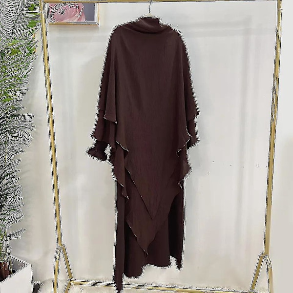 Muslimsk kvinnors 2-delade Abaya-set med hijab - Mörk kaffe