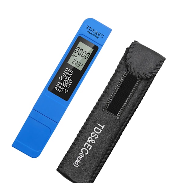TDS EC Meter Bärbar Kompakt LCD-skärm 3 i 1 TDS EC Temperatur Vattenkvalitet Test Penna för Aquarium Swimming Pool Blå