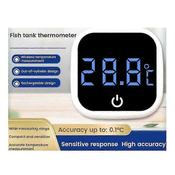 0-60 ℃ Digital LCD-akvarietermometer, Mini selvklæbende skærm til akvarium