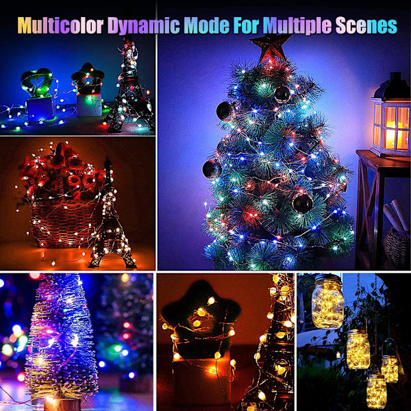 12M Fairy String Lights Fjärrkontroll RGB-färger 100 LED-lampor Koppartråd Lampor Inomhus utomhusdekoration för julbröllop nyårsfest