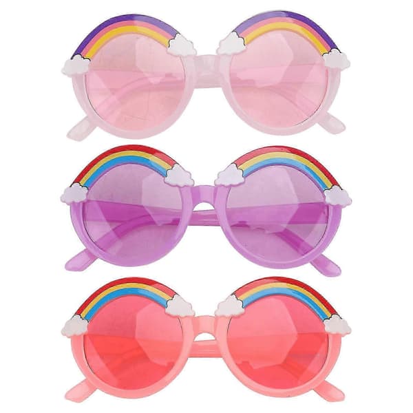 Barnsolglasögon Set 3-pack Lila Rosa Röda Plastglasögon[LD]