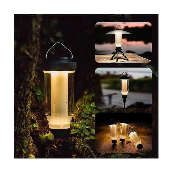 Utendørs campinglamper Retro LED bærbare minicampinglamper Superlysende dekorative lamper whiteBlack