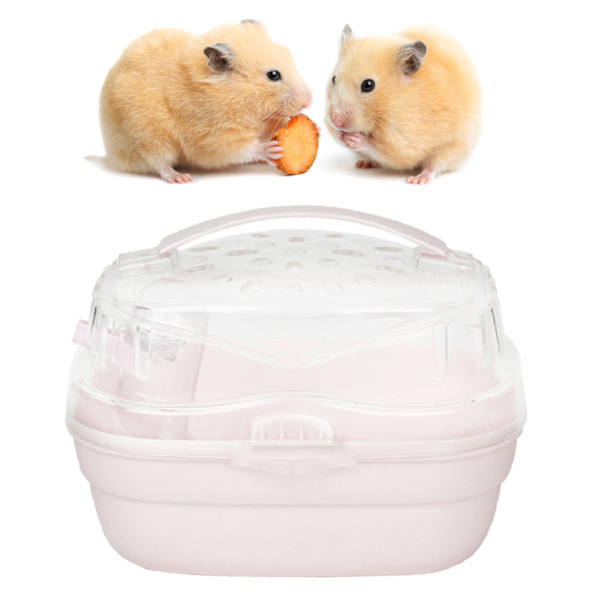 Hamsterväska Bur Bärbar Lättviktsväska för smådjur för utomhusresor Lätt körsbärsrosa