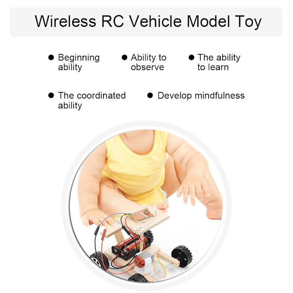 DIY Træ RC Bilmodel Kit Fjernbetjening Billeksagssæt Pædagogisk Legetøj til Børn