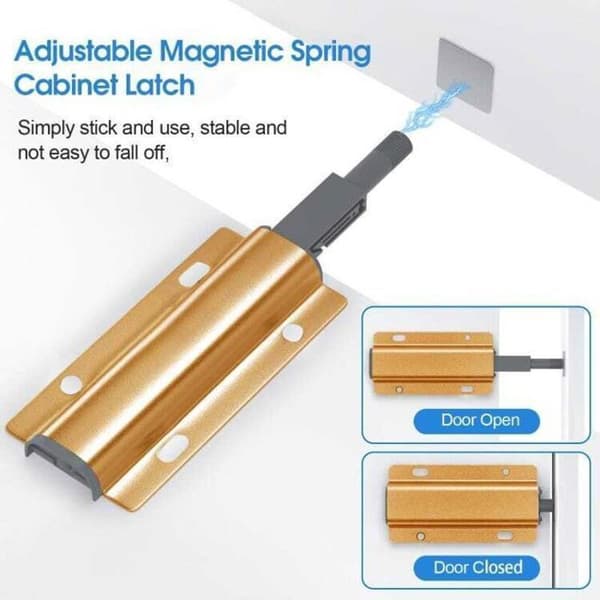 Magnetisk trykknaplås - ZOR® - 4-pak - Guld - Til døre og skabe - Nem installation - Elegant design