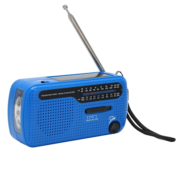 Handvev Solar Radio AM FM SW1 SW2 Camping LED Ficklampa Multiband Camping Emergency Radio för OutdoorBlue