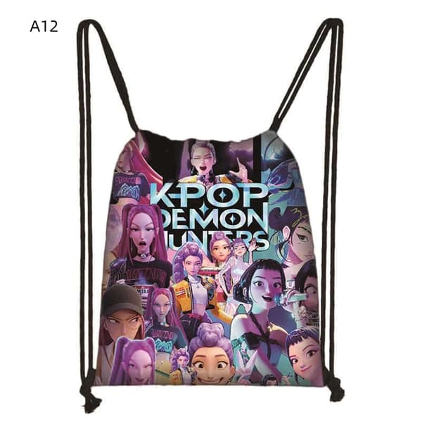 KPop Demon Hunters Huntrix Dragskoväskor Sport Ryggsäck Gym A12