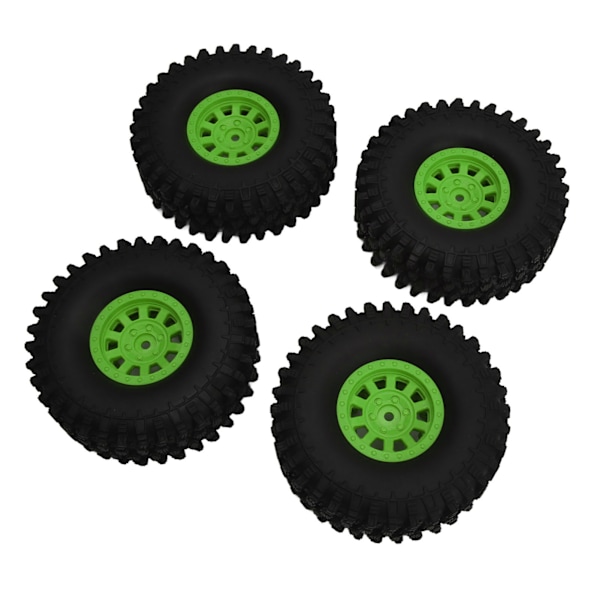 4 stk RC bildekk hjul 120 mm 1,9 tommer gummi med 10 eiker nylon hjulnav RC bildeler for Axial SCX10 90046 for Traxxas for Redcat GEN8 Grønn