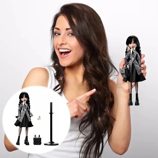 Monster High School Wednesday-docka och tillbehör (docka + stativ + väska + händer)[LD]