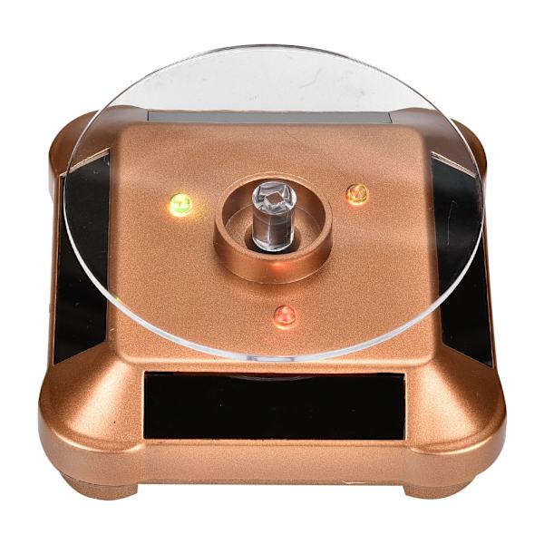 Sol- og batteridrevet roterende smykkeholder, displaystativ roterende base (guld)
