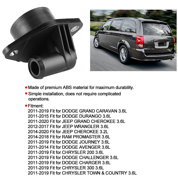 PCV positiv veivhusventil 68083202AB Passer til Jeep Cherokee 3.2L 3.6L V6