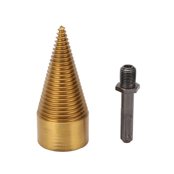 Twist Wood Splitter Wood Cone Punch Borrkrona Runt skaft TiPlating Split Tool 42mm L