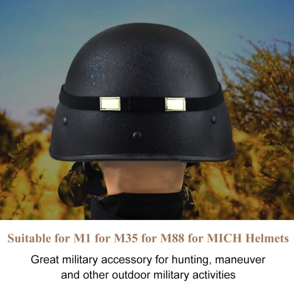 Reflekterende Camo Strap Hjelmstropp for M1 M88 MICH Militærhjelm (svart)