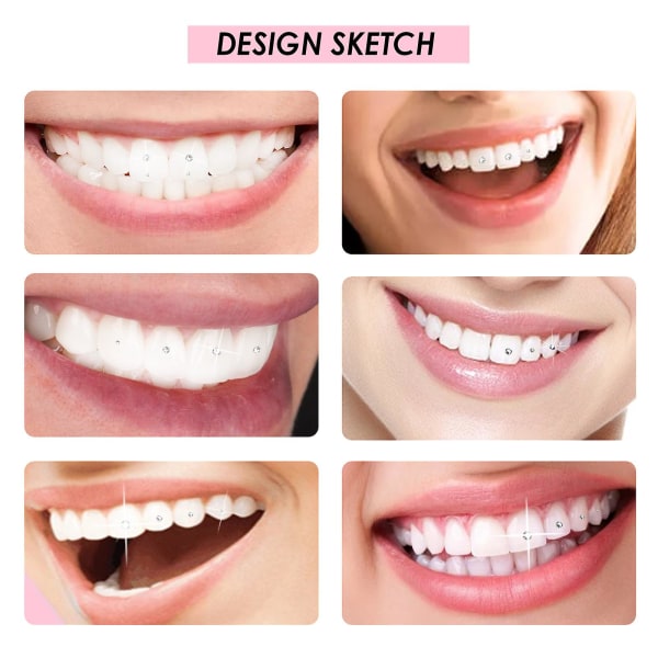 Dental Rhinestone Kit med lim, uv lys og ædelstensvælger, 20 stykker professionelle krystal dental smykker
