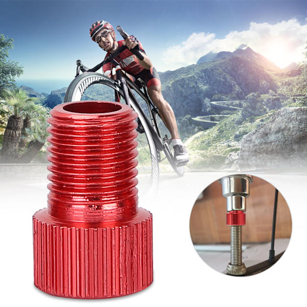 4 stk. Cykel Luftpump Adapter til Presta til Schrader Konverter (rød)