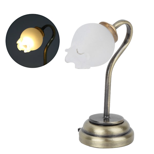 1:12 Dukkehuss Miniatyr Blomformet Bordlampe LED-bordlampe Møbelmodel Legetøj Blomformet Lampskærm