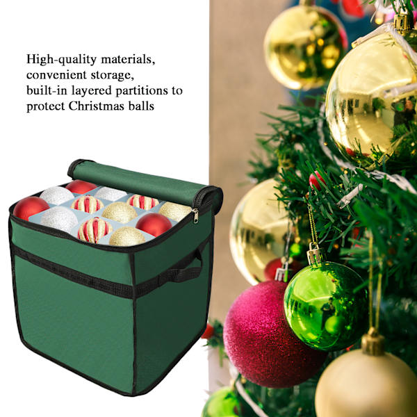 Joulukuula Säilytyslaatikko Organisaattori 600D Nylon PP 64 Solua Irrotettavalla Eristimellä LED-valot Harmaa 32x32x32cm