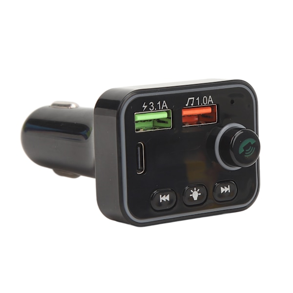 Bluetooth FM-lähetin PDF4 langaton auton sovitin kaksois-USB-latauksella MP3-soitin Handsfree-puhelut 7 värillinen taustavalo