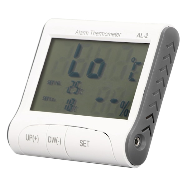 Digital termometer Hygrometer ℃/℉ Hög låg temperatur automatiskt larm Digital lagringsfunktionsmätare med LCD-skärm