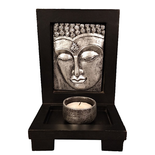Buddha Rökelsehållare Utsökt Vacker Zen Sten Ljushållare för Hotell Skönhetssalong Dekorera Silver Fri Storlek