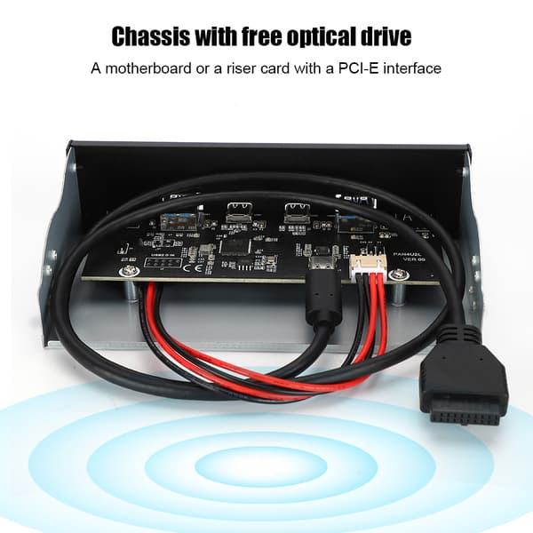 High-Speed ​​USB 3.1 Gen2 Etupaneeli - 10G Optinen Asema USB 3.0, USB 2.0, Type C, Type E - Tietokoneosat