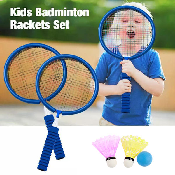 Badmintonracketset Bärbara badmintonracketar med 2 fjäderbollar och bärväska för barn