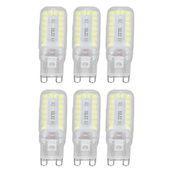 6st G9 LED-lampor 7W Dimbar 360° Belysning Ersättningslampa för Vägg Skrivbordsskåp Lampa Vitt Ljus 110-140V