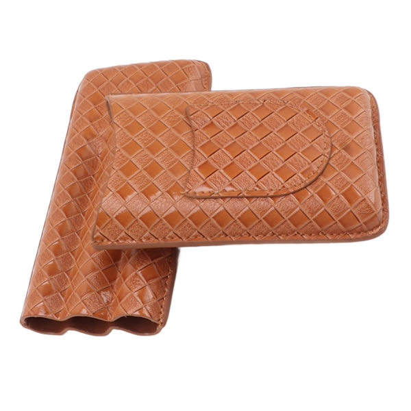 3 Sticks Bärbart Cigarrfodral Läder Cigarr Humidors Resefuktighetskräm Cigarrfodral för män Presenter Aurantium