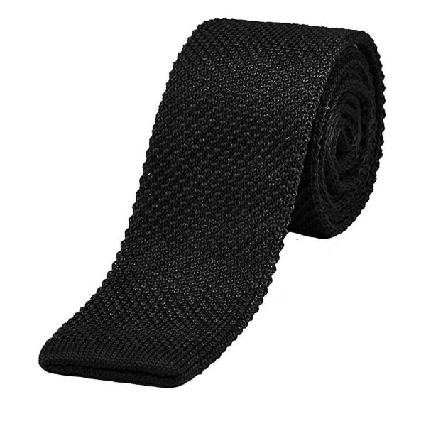 1 st Stickad Tyg Knytstickad Slips Slips Tvättbar Smal Jersey Solid Black