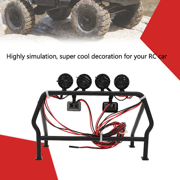 Metallrullbur med 6 LED-lys Passer for SCX10 1/10 Axial 4WD RC-bil