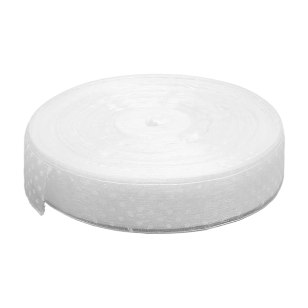 100 Yards 2,5 cm Transparent Chiffongband Prickigt Chiffongsatin för Inslagning Dekorering Bröllop Födelsedag Bukett Girlang Vit