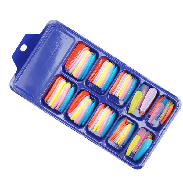 Pure Color Fuld Dækning Negletips Hjemmesalon Smuk Farverig Falsk Falsk Negle Manicure Tool05