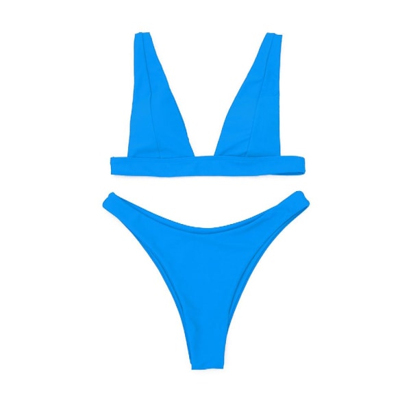 2023 Ny Sexig Solid Bikini Dam V-ringad Baddräkt Tvådelad Badkläder Kvinnlig Låg Midja Bikini Set Brasilianska Badkläder Badkläder M Black