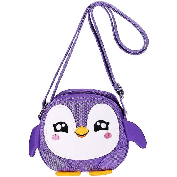 Lasten käsilaukku olkahihnalla, pingviinikuvio Purple