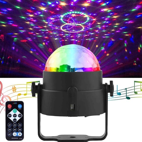 1 kpl Disco Lights, Mini Disco Ball Led Party Lamppu Musiikkiohjattu Disco Dj 360 Pyörivä pallovalot 3W Rgb Lavavalot kaukosäätimellä Home Paille