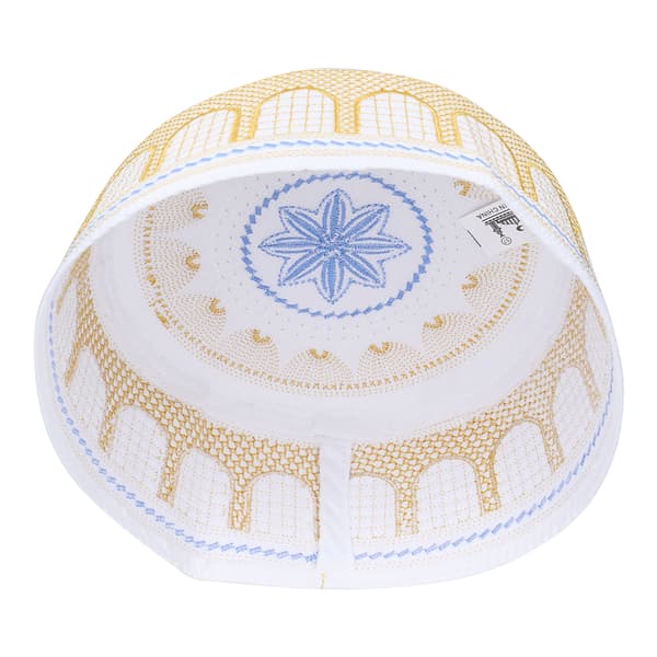 Muslimsk Hatt Islamsk Tilbedelse Bønn Broderi Saudi Arabia Menn Hodeplagg Polyester Bomull Gul